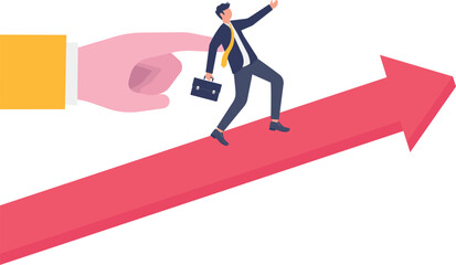 Businessman Being Assisted by Corporate Hand