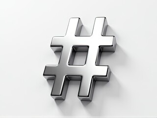 Obraz premium A metal hash sign (#) on a plain white background