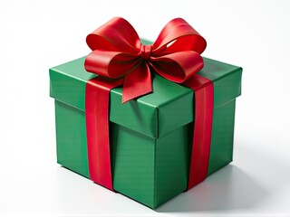 Obraz premium A small, beautifully wrapped present with a bright red ribbon