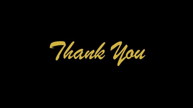Elegant golden "Thank You" text animated on a clean black background, perfect for expressing gratitude.