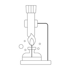  Chemistry lab and diagrammatic icons showing assorted experiments, glassware and molecules isolated on white for design elements, black and white vector illustration