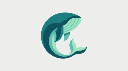 A visually striking stylized whale representation showcasing soothing colors, capturing the grace of marine life and serving as an artistic exploration of nature and abstraction. © june