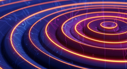 Fototapeta premium Colorful Neon Light Spiral Pattern on Dark Background.