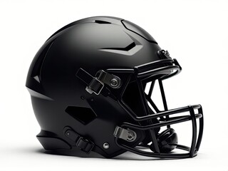 Fototapeta premium A black football helmet sitting on a plain white background