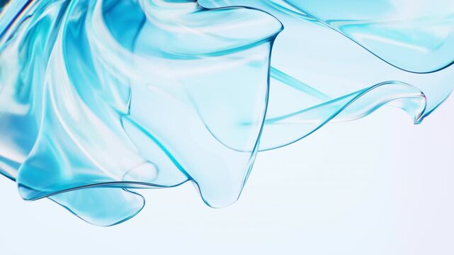 Flowing transparent blue wave cloth background, 3d rendering.