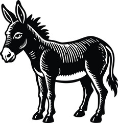 Obraz premium Vector illustration of a black donkey