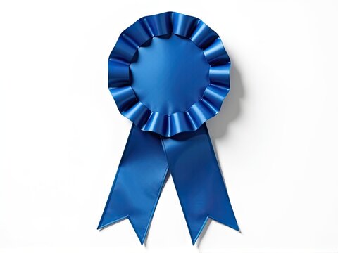 A single blue rosette against a plain white backdrop, ideal for designs and projects needing a touch of elegance