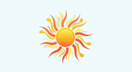 Naklejka premium Vibrant Yellow and Orange Sun Icon with Radiating Beams.