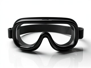 A pair of goggles resting on a clean white surface