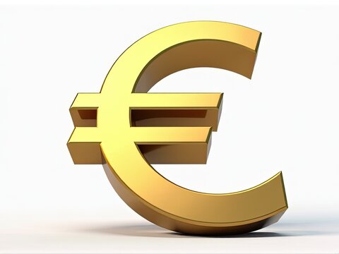 Golden euro sign sitting on a clean white surface, perfect for financial and economic uses