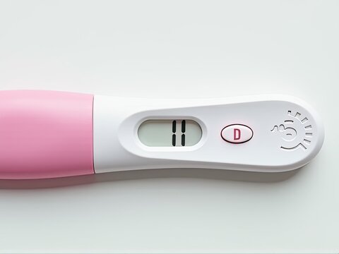 A pink and white electronic thermometer on a white surface