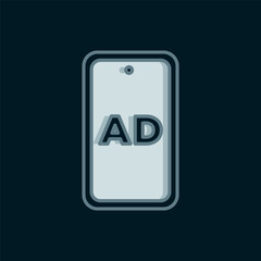 Line Advertising icon isolated on black background. Concept of marketing and promotion process. Responsive ads. Social media advertising. Flat filled outline style with shadow. Vector