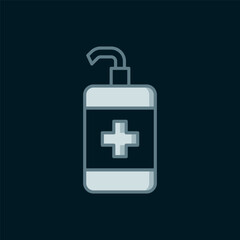 Fototapeta premium Line Hand sanitizer bottle icon isolated on black background. Disinfection concept. Washing gel. Alcohol bottle for hygiene. Flat filled outline style with shadow. Vector