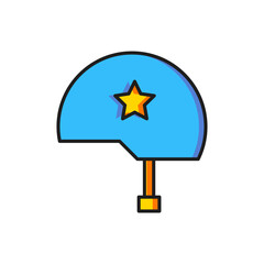 Obraz premium Color Military helmet icon isolated on white background. Army hat symbol of defense and protect. Protective hat. Flat filled outline style with shadow. Vector