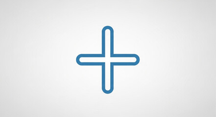 Obraz premium Simple blue plus sign icon on a white background.
