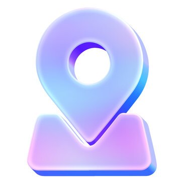 3D Glossy Y2K Holographic Pinpoint Icon - Gradient Pastel Map Location Marker