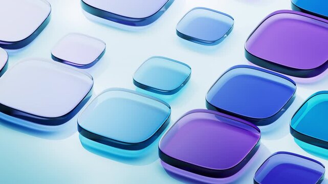 Rounded corner glass geometries background, 3d rendering.