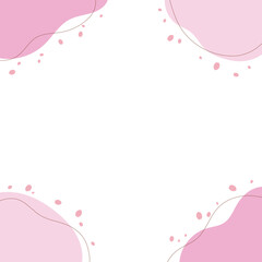 Vector illustration of Simple frame of cherry blossom petals and fluid shapes and lines [square]