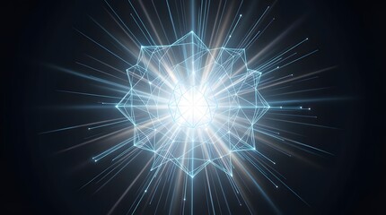 Fototapeta premium Expanding Polygon Mesh in Luminous Bloom, Abstract Artificial Intelligence Scalability Concept