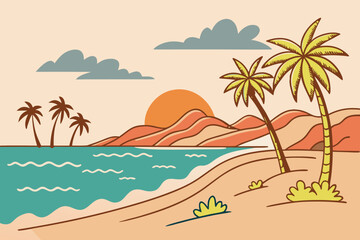 Obraz premium Retro summer island vacation background.