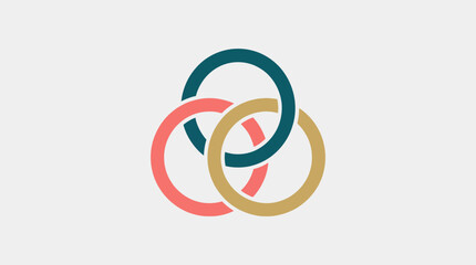 This image displays three interlocking rings in harmonious colors, representing unity, collaboration, and connection, ideal for logos or branding focused on teamwork and innovation.