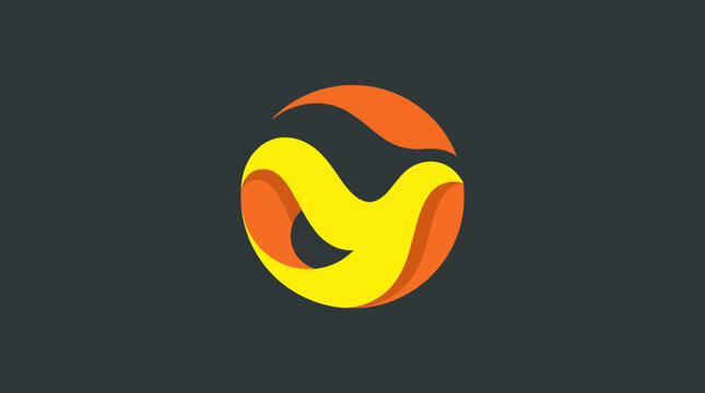 This image showcases a dynamic logo design featuring bold curves and a striking color palette of orange, yellow, and black, embodying creativity and modernity.