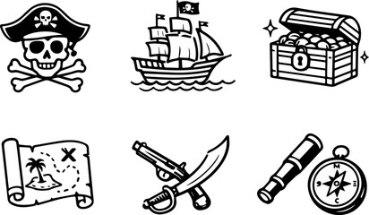 Fototapeta premium Pirate treasure adventure sea voyage icons