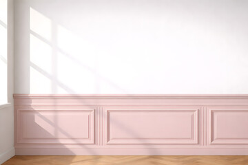 Fototapeta premium Minimal Wall Panel Mockup Background with Natural Window Light and Shadow