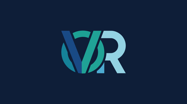 A sleek and modern logo design showcasing the letters V and R intertwined with a circular element, symbolizing virtual reality and technological advancements in a minimalist style.