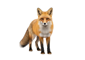 Obraz premium Vibrant red fox standing upright with bushy tail isolated on transparent background