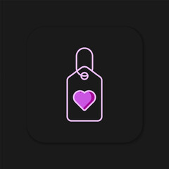 Fototapeta premium Filled outline Heart tag icon isolated on black background. Love symbol. Valentine day symbol. Flat filled outline style with shadow. Vector