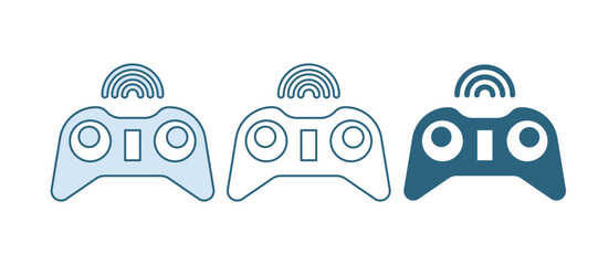 Blue Wireless gamepad icon isolated on white background. Game controller. Vector © Vadim