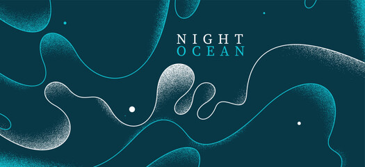 Fototapeta na wymiar Curvy relaxing lines vector abstract background, creative concept of sea and ocean waves on a shore in the night, calming shapes of waves over the sand wallpaper.