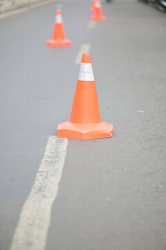Traffic cones on road for safety and guidance