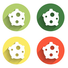 Set Asteroid icon isolated with long shadow background. Color circle button. Vector © Vadim