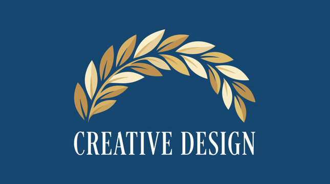 An elegant olive branch logo in gold tones symbolizes peace, success, and creativity, making it ideal for branding in creative agencies, wellness centers, or eco-friendly businesses.