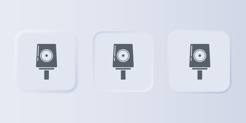 Grey Spray can nozzle cap icon isolated on grey background. Set icons in square buttons. Vector