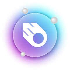 White Comet falling down fast icon isolated on white background. Blue and purple gradient circle background. Vector © Vadim
