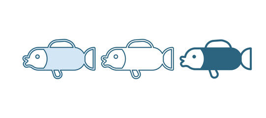 Blue Puffer fish icon isolated on white background. Fugu fish japanese puffer fish. Vector © Vadim