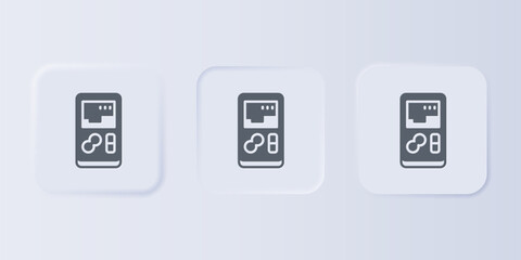 Grey Portable video game console icon isolated on grey background. Handheld console gaming. Set icons in square buttons. Vector © Vadim