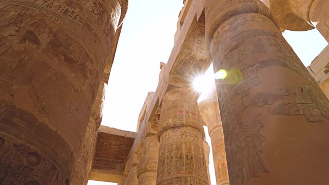 Egypt, Luxor - Karnak Hypostyle hall columns in the temple at Luxor Thebes