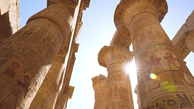 Egypt, Luxor - Karnak Hypostyle hall columns in the temple at Luxor Thebes