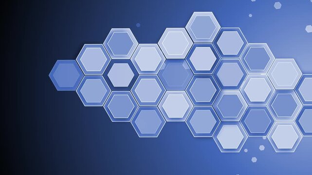 Hexagonal technology shape background animation, Abstract hexagonal pattern on gradient background, modern technology concept