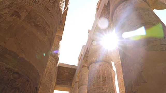 Egypt, Luxor - Karnak Hypostyle hall columns in the temple at Luxor Thebes