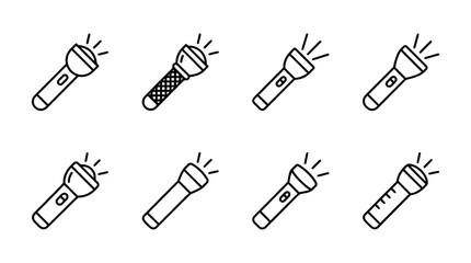 collection of torch, minimal thin icon vector set , white background , PNG and SVG isolate