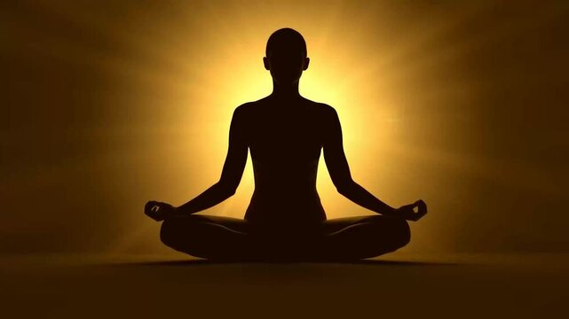 Peaceful Meditation Silhouette with Glowing Light &ndash; Inner Peace and Mindfulness Concept