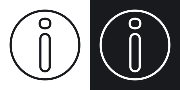Information icon set in black and white stroke lines