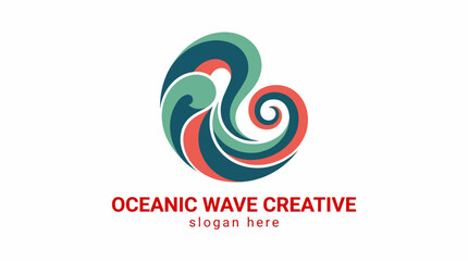 A beautifully crafted wave logo design representing Oceanic Wave Creative, symbolizing fluidity, creativity, and artistic inspiration anchored in nature's beauty. © Jinliu