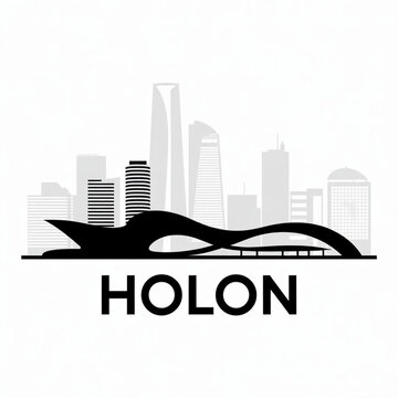 Holon Israel Skyline Silhouette &mdash; Modern Design District and Cultural Landmark Vector Illustration