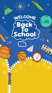 Welcome Back To School Banner with Education Supplies